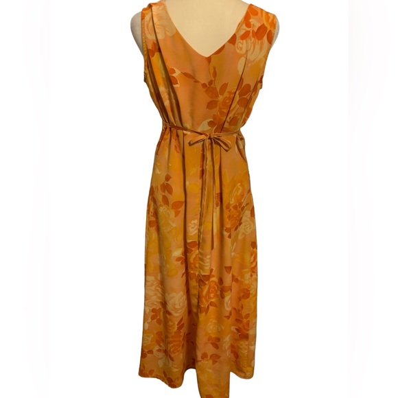 NY & Co Women's Maxi Dress. Beautiful Burnt Orange & Yellow Floral Print. EUC - Picture 2 of 5